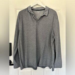 Old Navy Men's Gray Long-Sleeve Polo Shirt